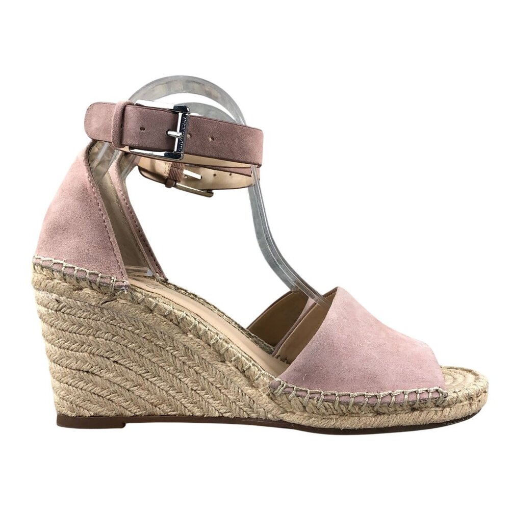 Vince Camuto Women's 9.5M Leera Pink Leather High Heel Espadrille Wedge Sandals